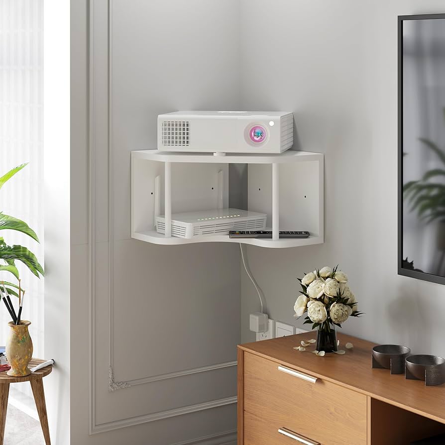 Amazon.com: White Corner Floating Shelf Wall Mounted, Pine Wood